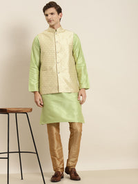 SOJANYA Kurta Belang Hijau Lelaki dengan Jaket Churidar & Nehru