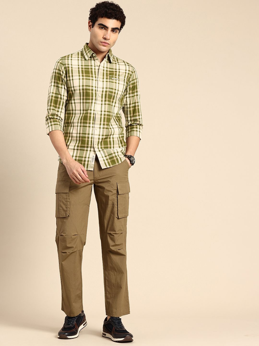 Being Human Slim Fit Checked Pure Cotton Casual Shirt