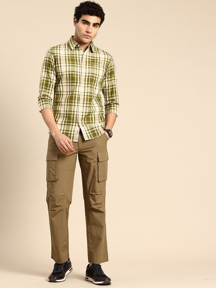 Being Human Slim Fit Checked Pure Cotton Casual Shirt