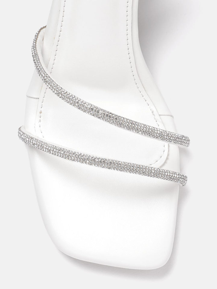 Lino Perros Rhinestones Embellished Mid-Top Party Slim Heels