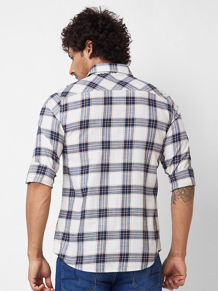 SPYKAR Tartan Checked Spread Collar Cotton Casual Shirt