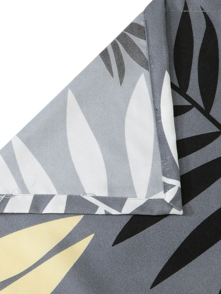 KLOTTHE Grey Leaf Cotton 300 TC Single Fine 2 Bedsheet with 2 Pillow Covers-87 x 59 inches