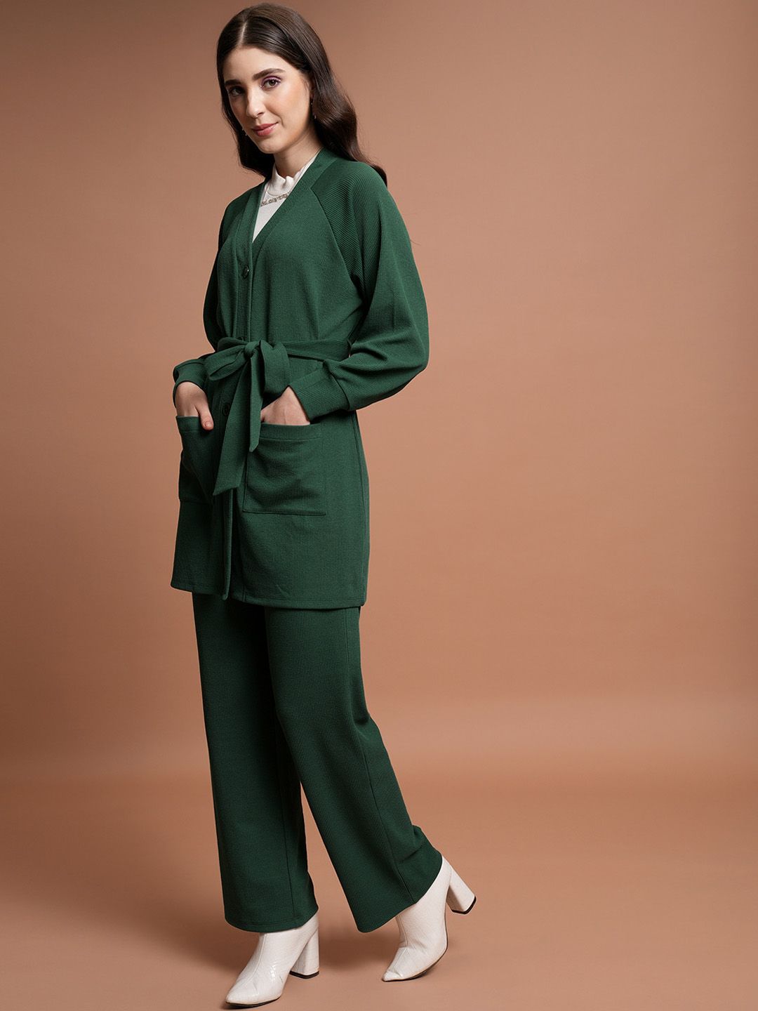 Tokyo Talkies Relaxed Cardigan & Wide Leg Trousers