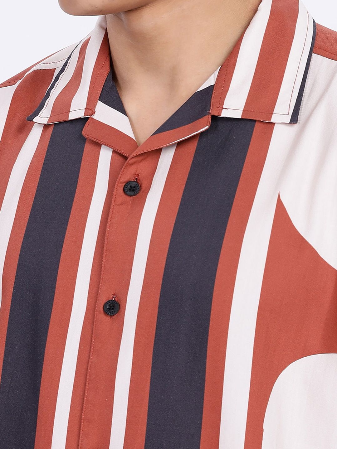 Eszett Lelaki Baju Kasual Kapas Bercetak Spread Collar Abstrak