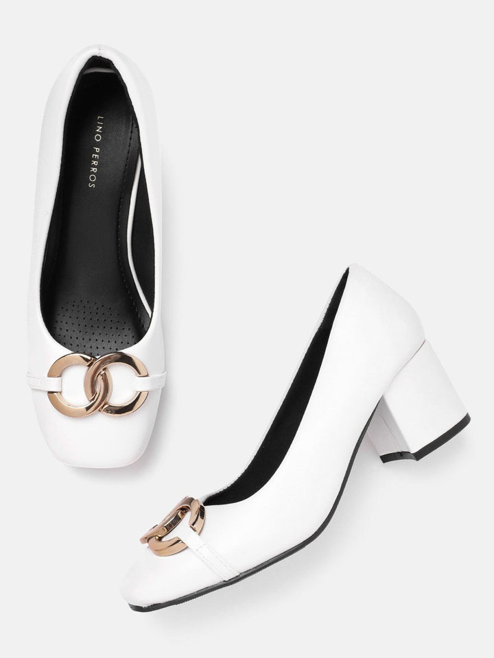 Lino Perros Women Metallic Detail Block Heel Pumps