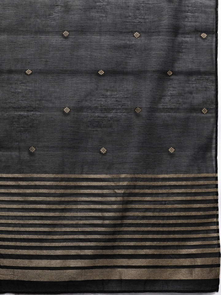 Libas Women Black Pure Cotton Kurta with Palazzos & With Dupatta