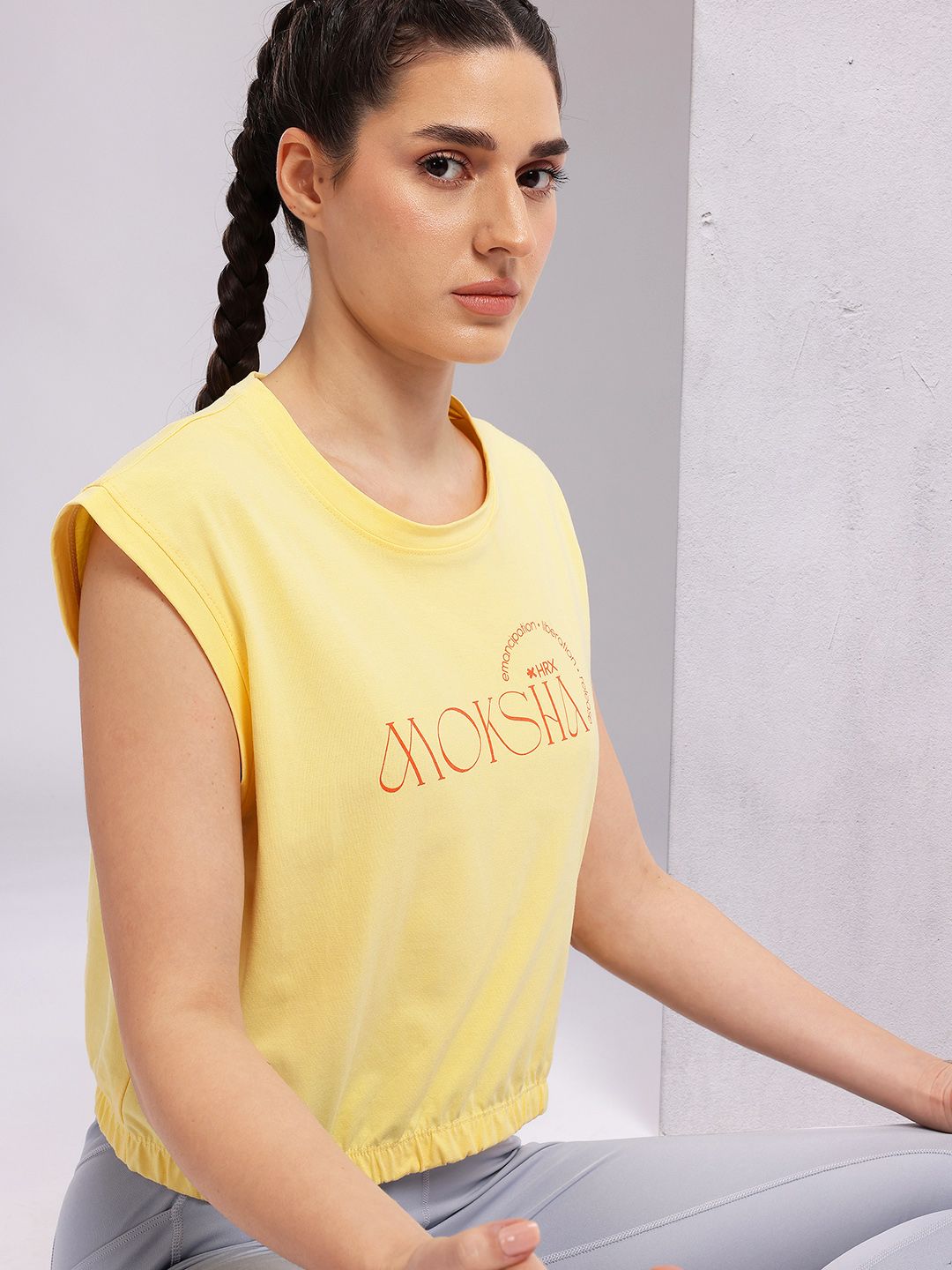 HRX by Hrithik Roshan Women Typography Printed Extended Sleeves Pure Cotton T-shirt