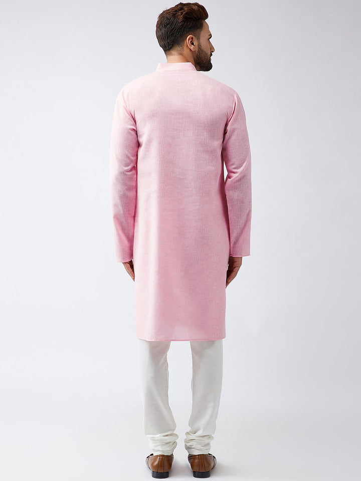 SOJANYA Men Pink Solid Kurta Lurus