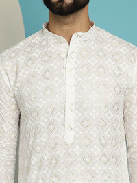 SOJANYA Sequin Embroidered Pure Cotton Straight Kurta With Pyjamas