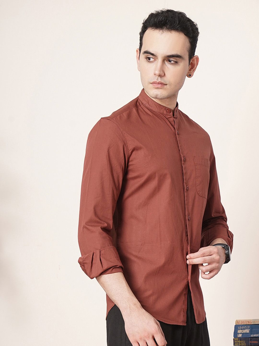 The Indian Garage Co Men Brown Solid Casual Shirt