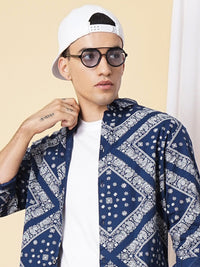 The Indian Garage Co Men Navy Blue & White Printed Casual Shirt