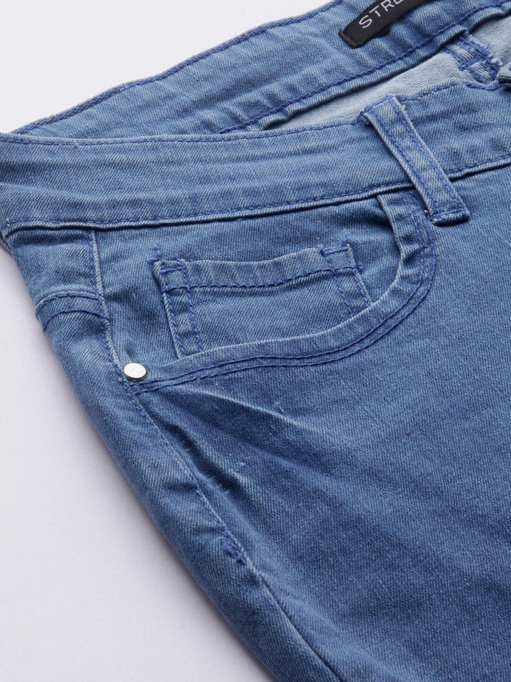 STREET 9 Women Blue Skinny Fit Mid-Rise Highly Distressed Stretchable Jeans