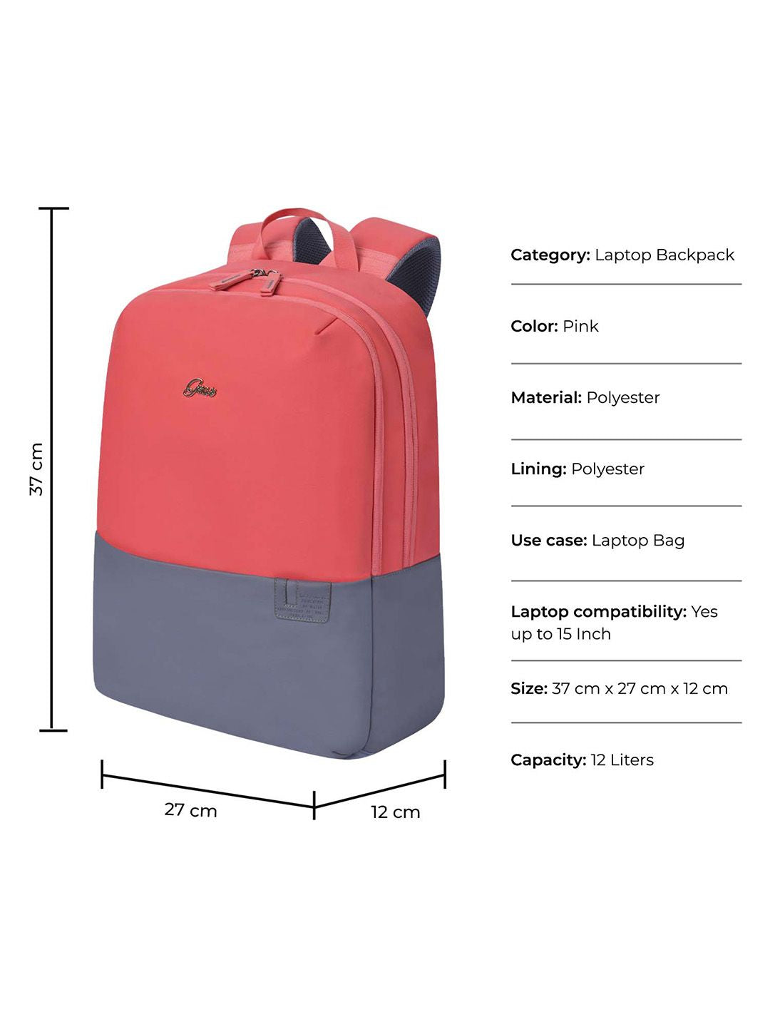 Gear Unisex Colourblocked Medium-Sized Laptop Backpack 13L