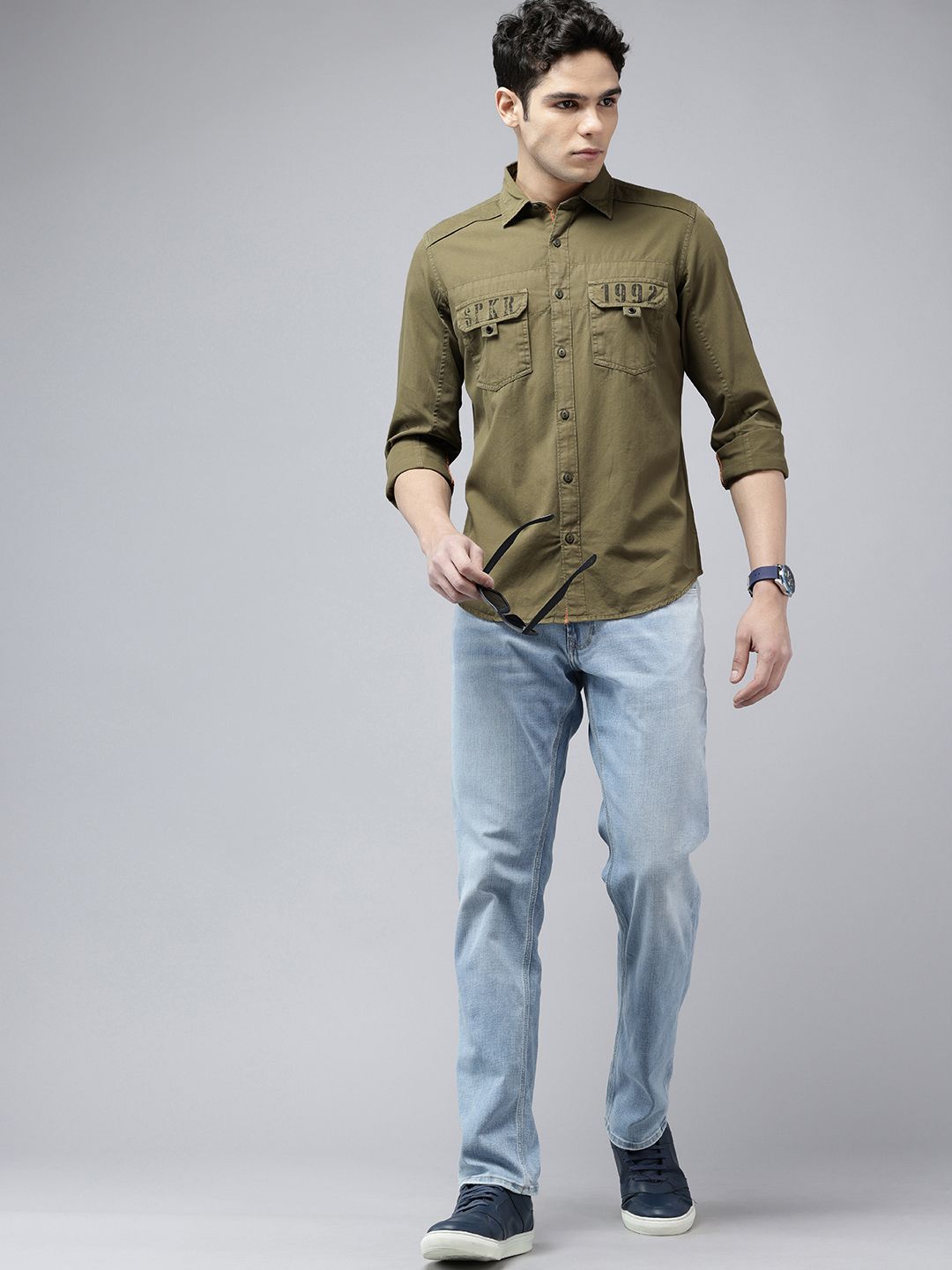 SPYKAR Pure Cotton Slim Fit Opaque Casual Shirt