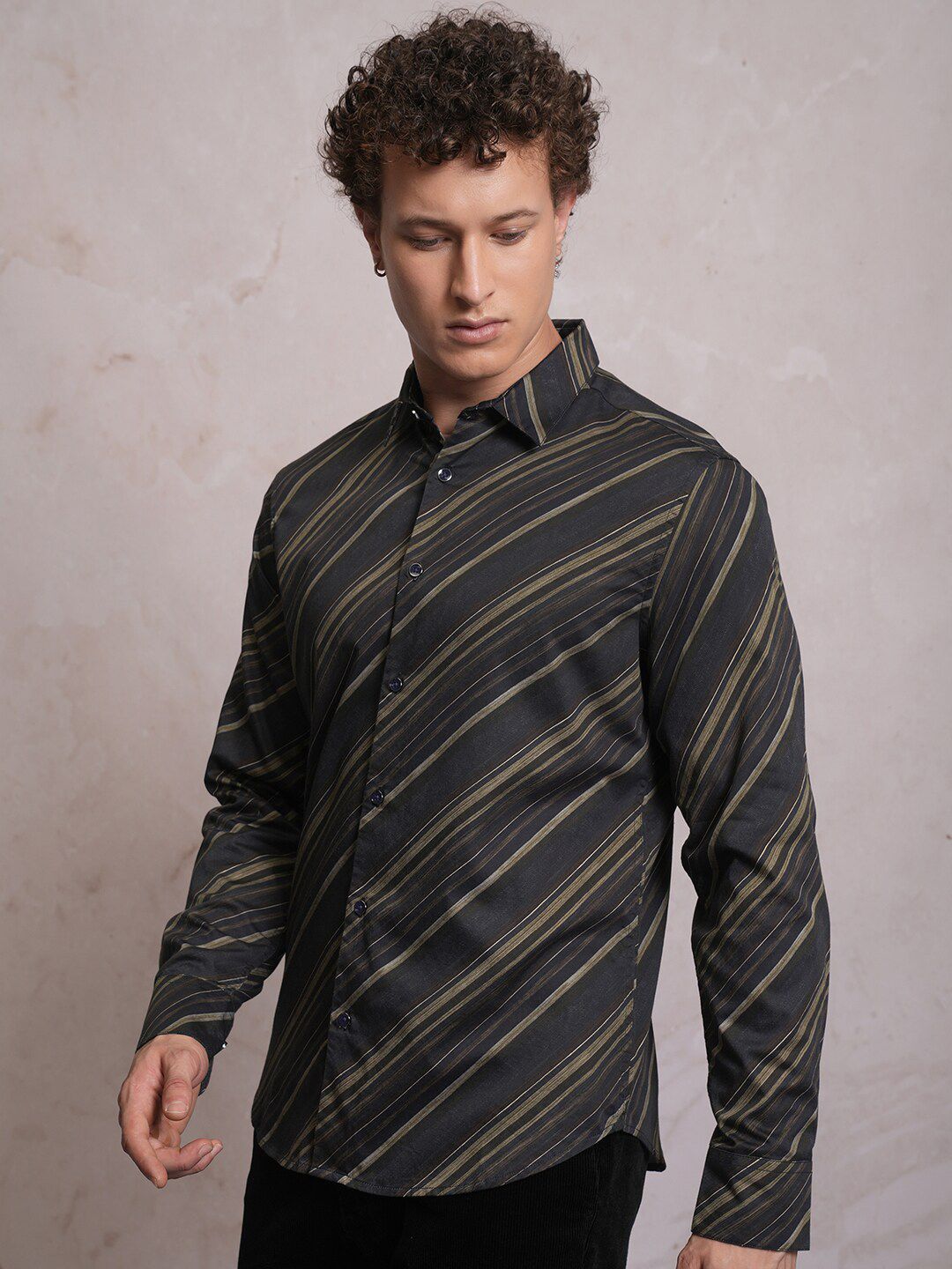 LOCOMOTIVE Luxe Striped Satin Party Shirt