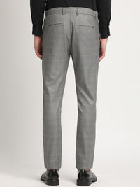 THE BEAR HOUSE Men Checked Tapered Fit Mid-Rise Formal Trousers