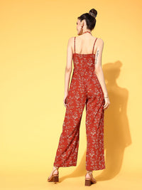 Berrylush Women Gorgeous Red Printed Volume Play Jumpsuit