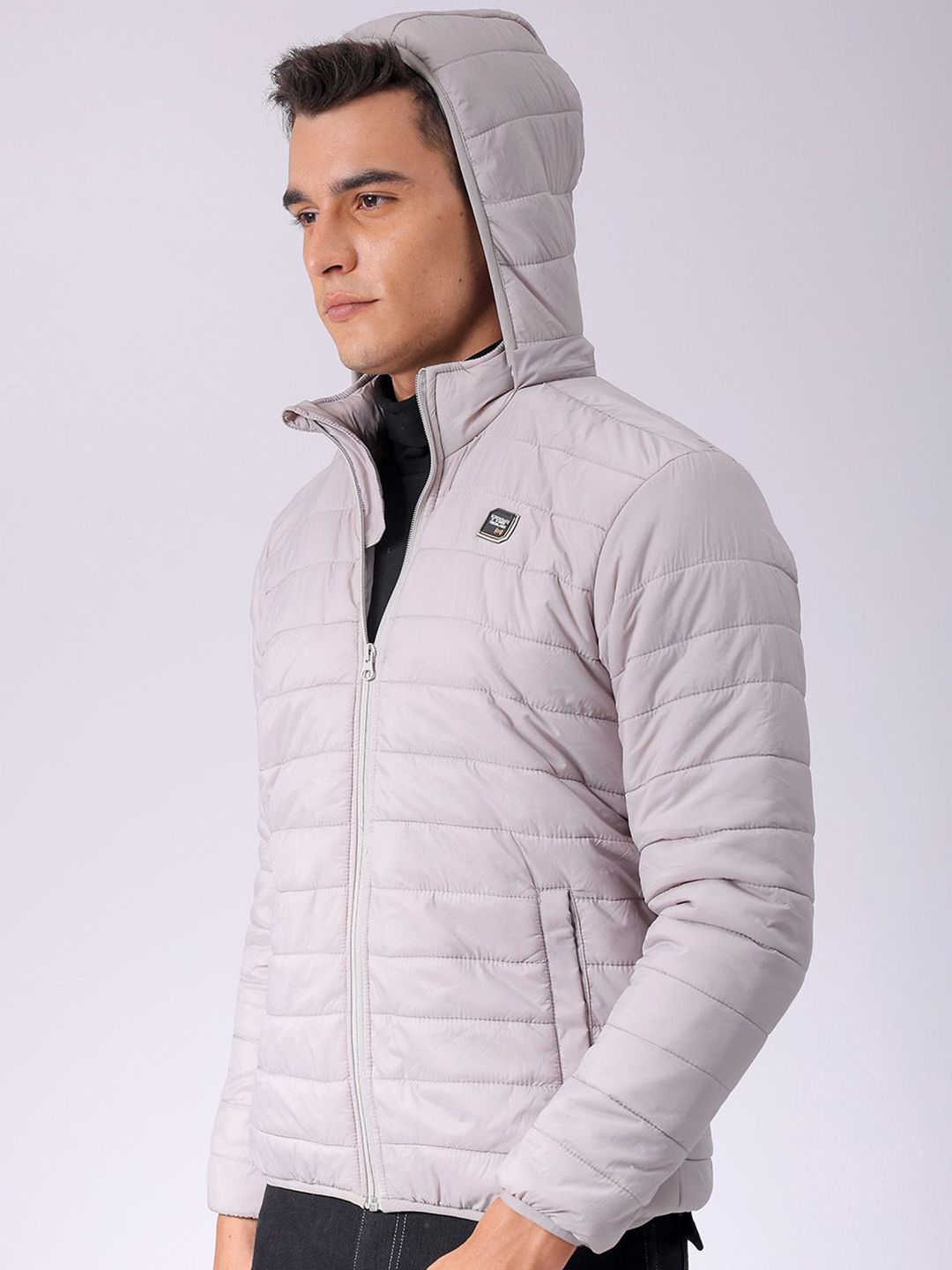 The Indian Garage Co Men Zip-Front Puffer Jacket with Detachable Hood