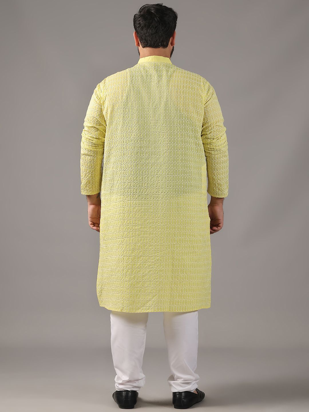 SOJANYA PLUS Plus Size Lelaki Motif Etnik Sulam Kurta Kapas Tulen Bersama Piyama