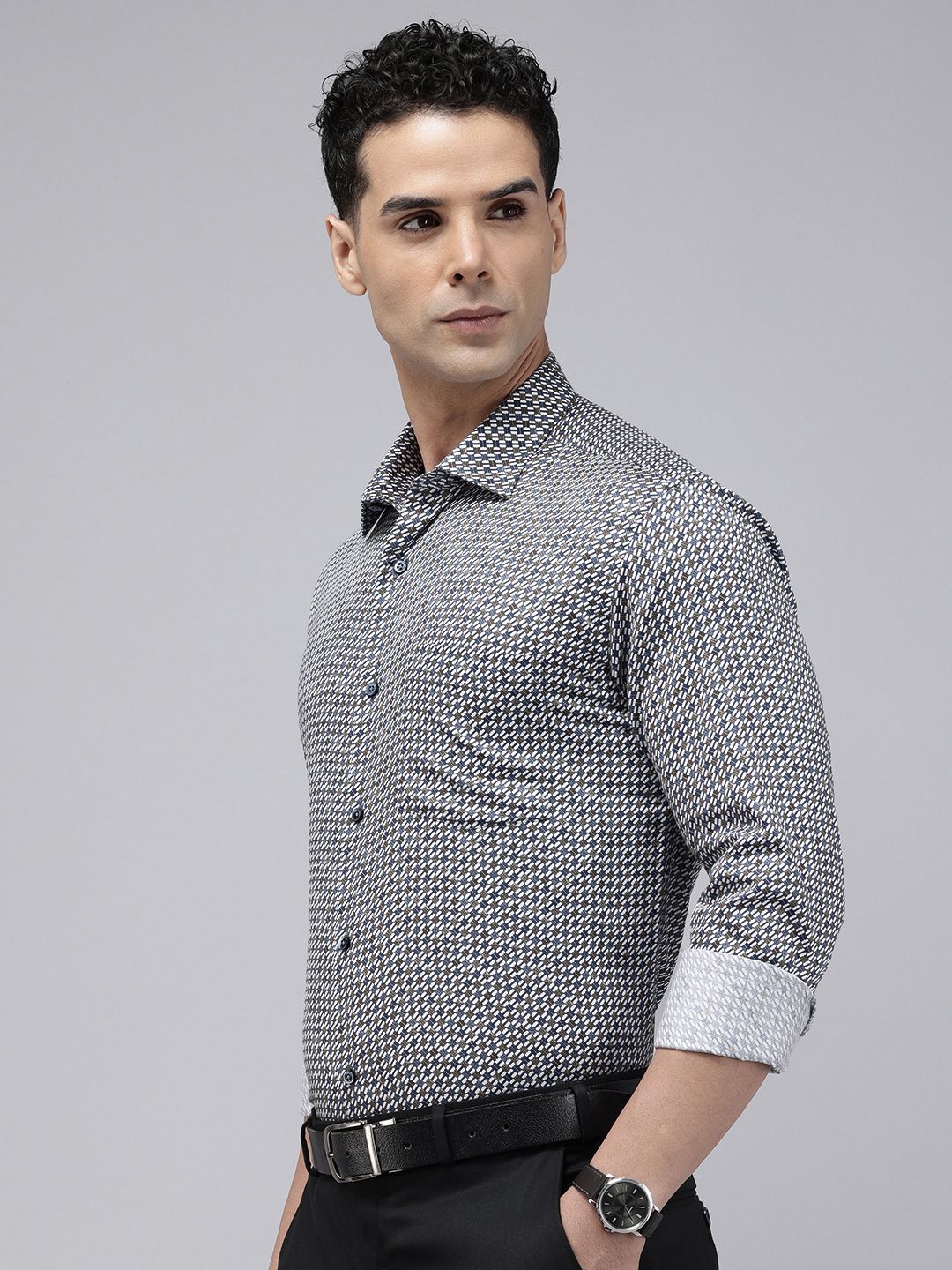 Park Avenue Slim Fit Printed Pure Cotton Formal Shirt