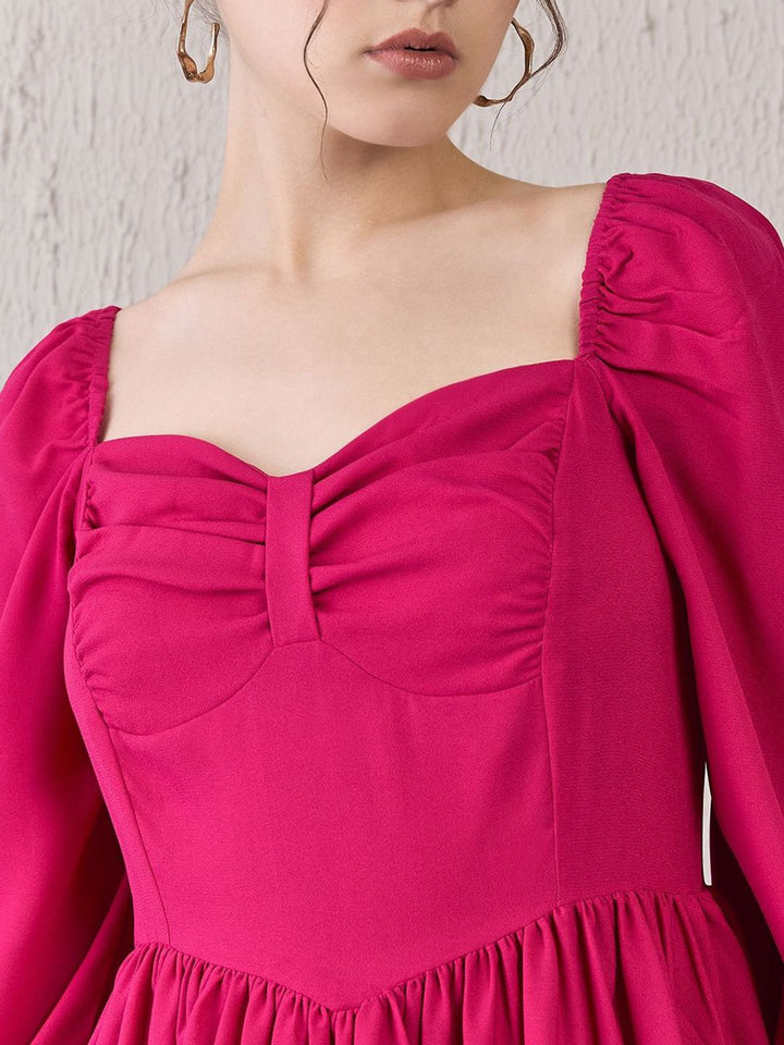 Berrylush Women Puff Sleeve Fit & Flare Dress