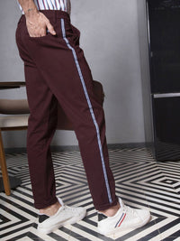 The Indian Garage Co Men Burgundy Slim Fit Solid Chinos