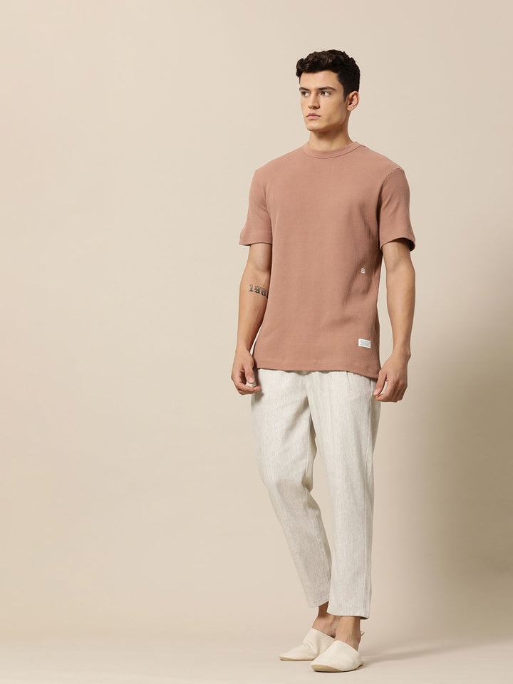 Mr Bowerbird Men Pure Cotton Liberal Fit Self Design T-shirt