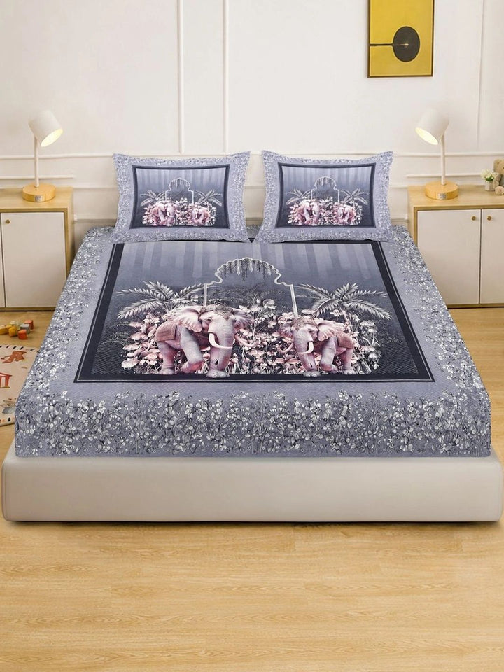 KLOTTHE Grey 400 TC King Bedsheet with 2 Pillow Covers