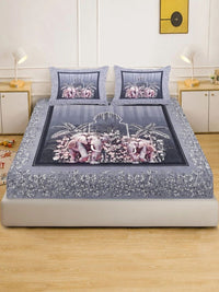 KLOTTHE Grey 400 TC King Bedsheet with 2 Pillow Covers