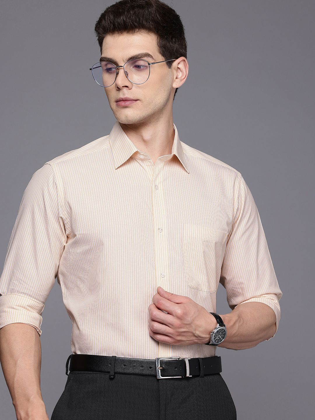 Raymond Slim Fit Striped Pure Cotton Formal Shirt