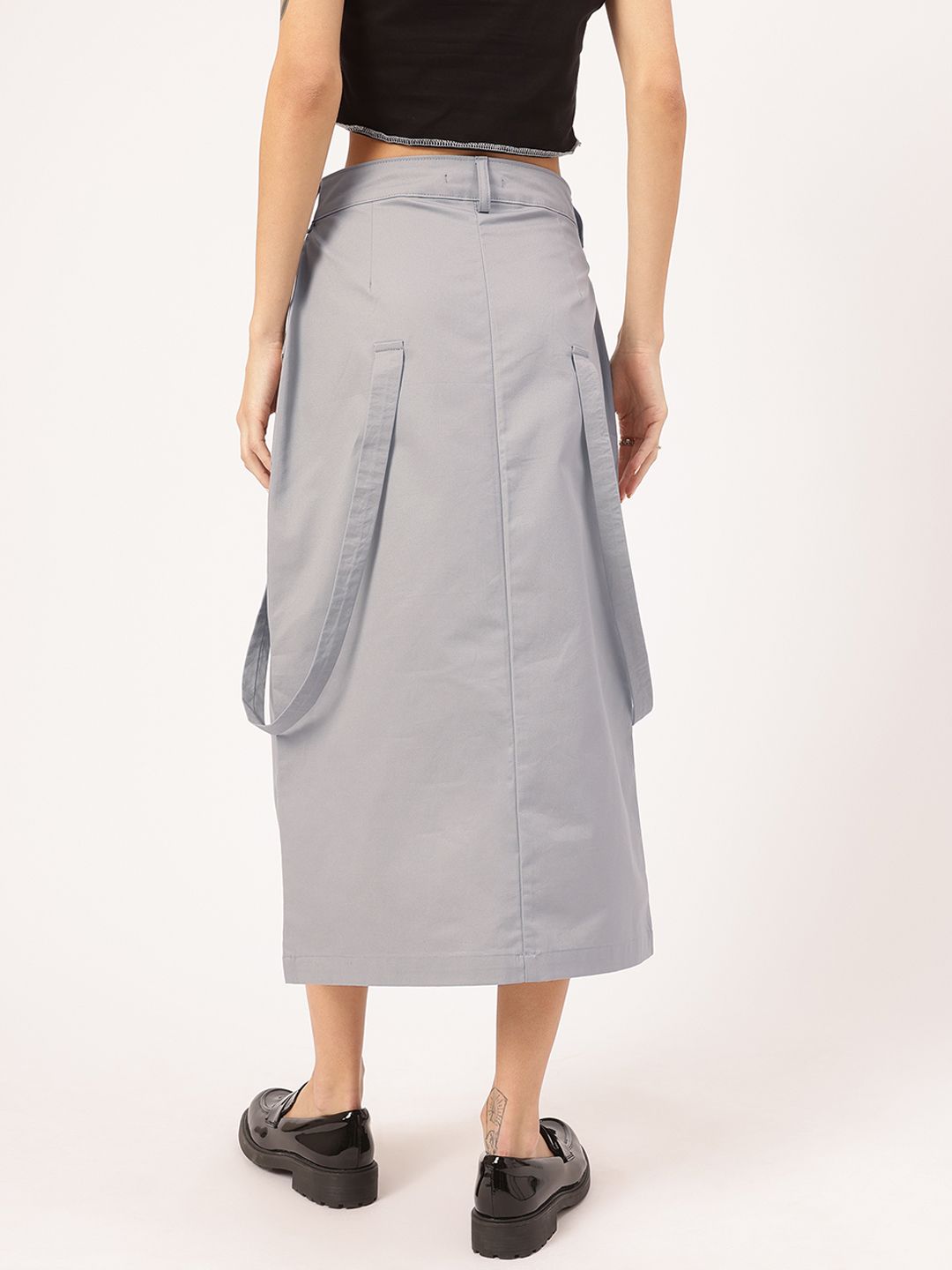 DressBerry Urban Elegance Belt Detail Straight Midi Skirt