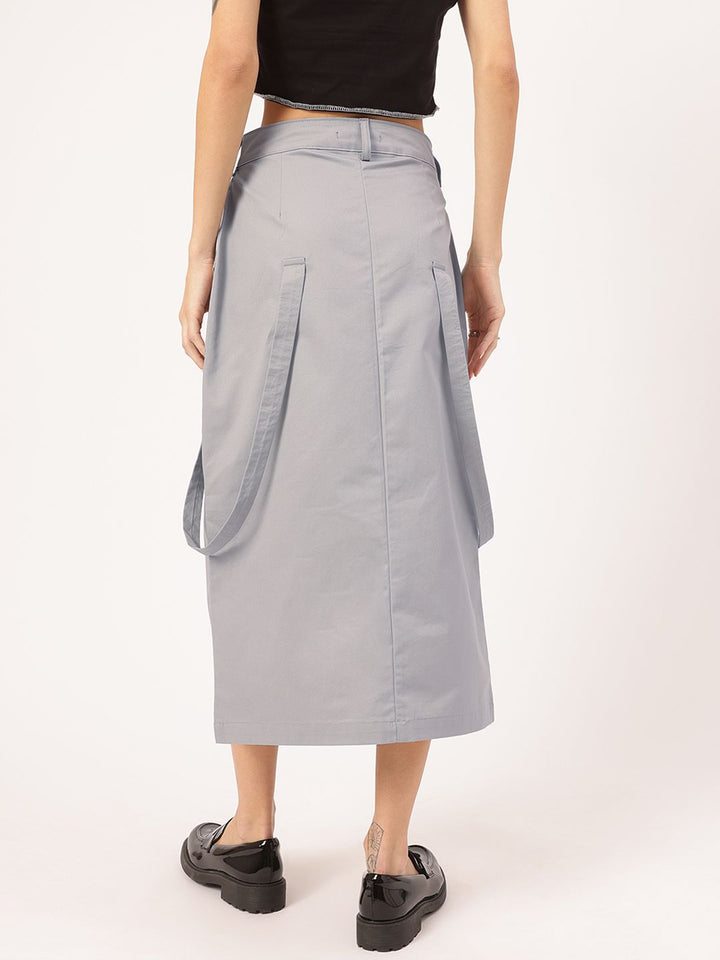 DressBerry Urban Elegance Belt Detail Straight Midi Skirt