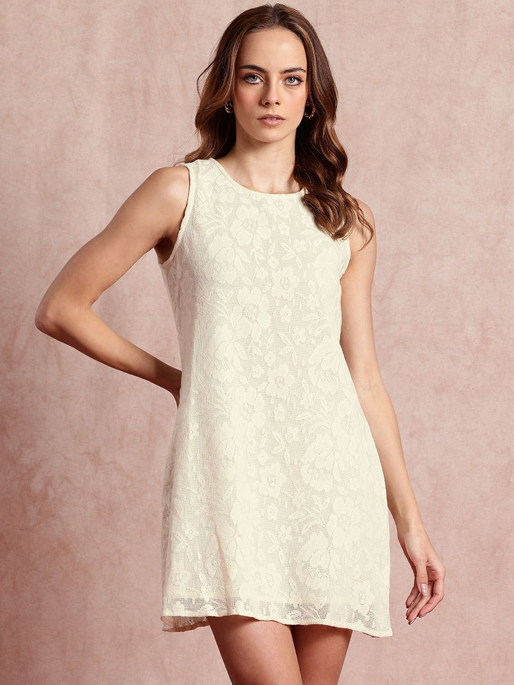 all about you Pure Cotton Floral Lace A-Line Mini Dress