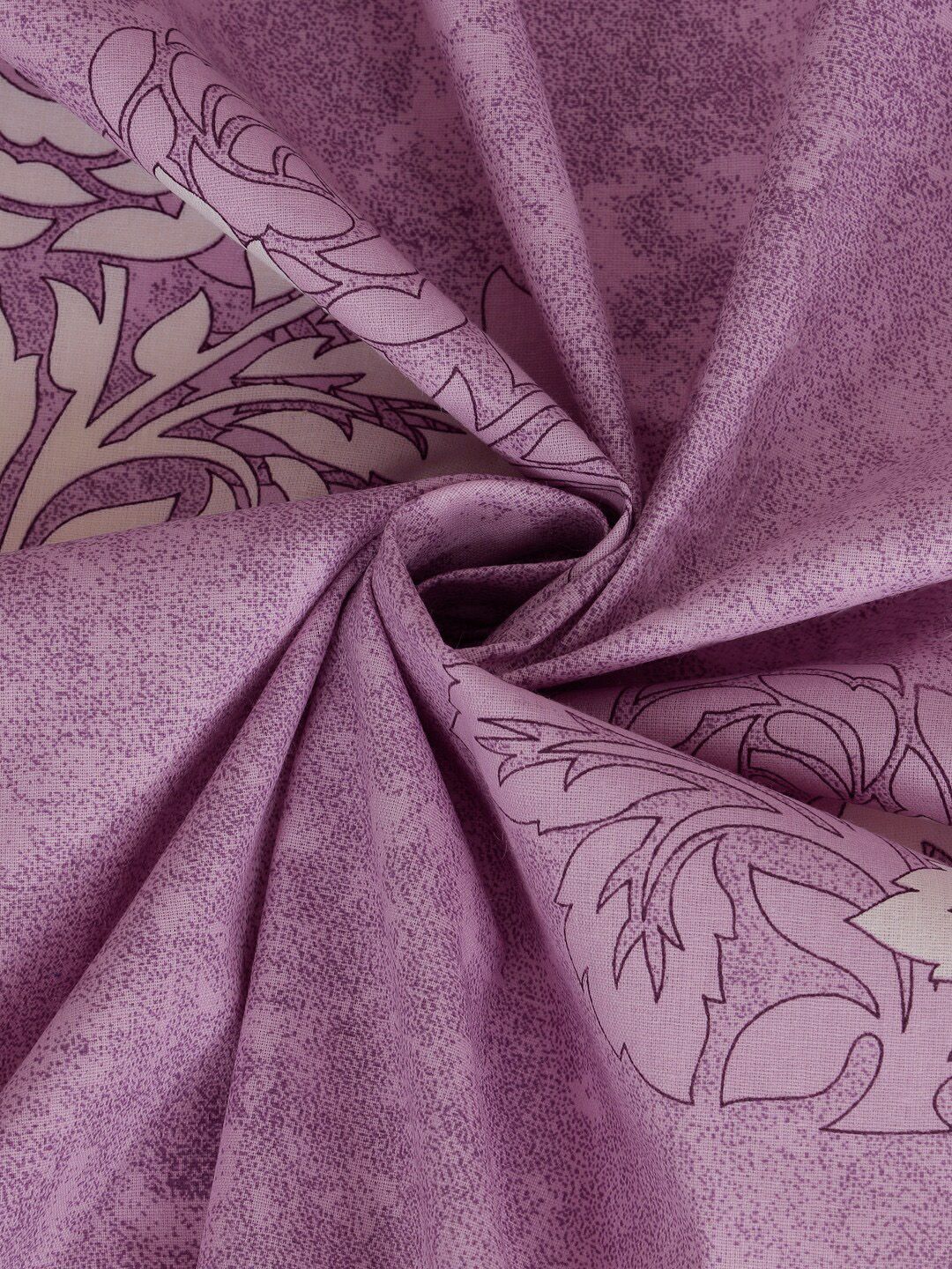 KLOTTHE Purple & White Floral-Printed 400TC Pure-Cotton Fitted Single Bedsheet Set