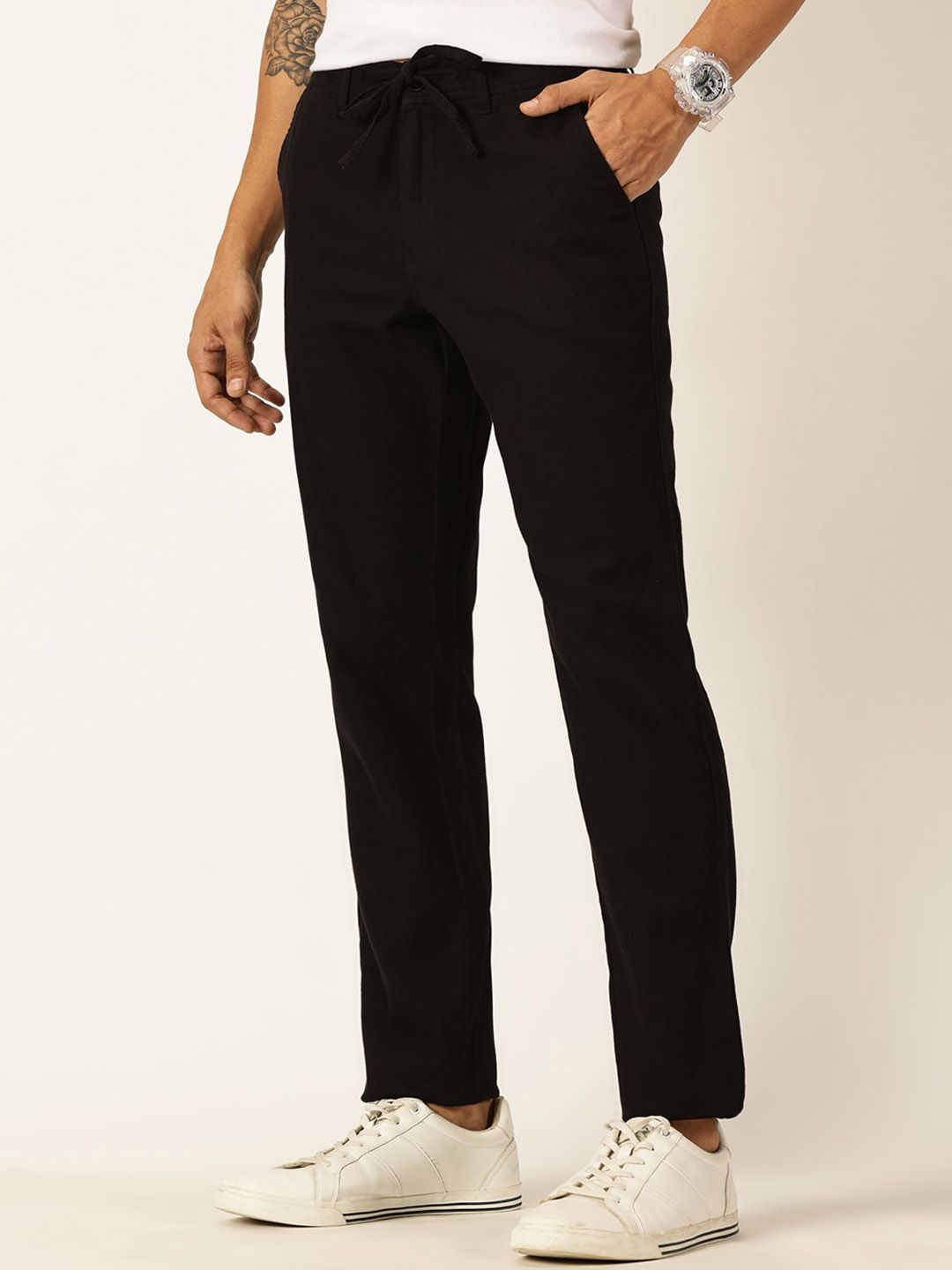 Thomas Scott Men Textured Mid-Rise Smart Chinos Trousers
