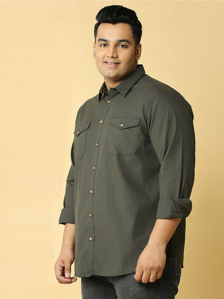 Thomas Scott Plus Size Cotton Premium Slim Fit Opaque Casual Shirt