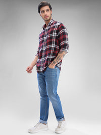 SPYKAR Men Tartan Checks Spread Collar Slim Fit Casual Shirt