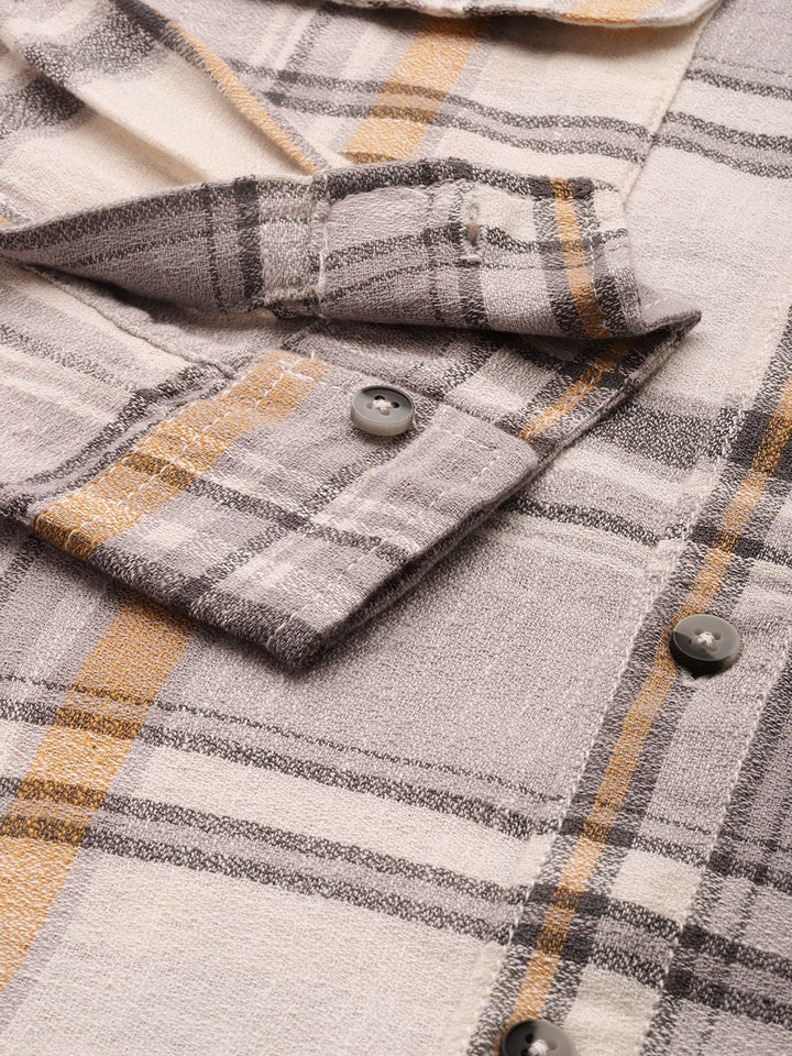 The Indian Garage Co Pure Cotton Slim Fit Checked Casual Shirt