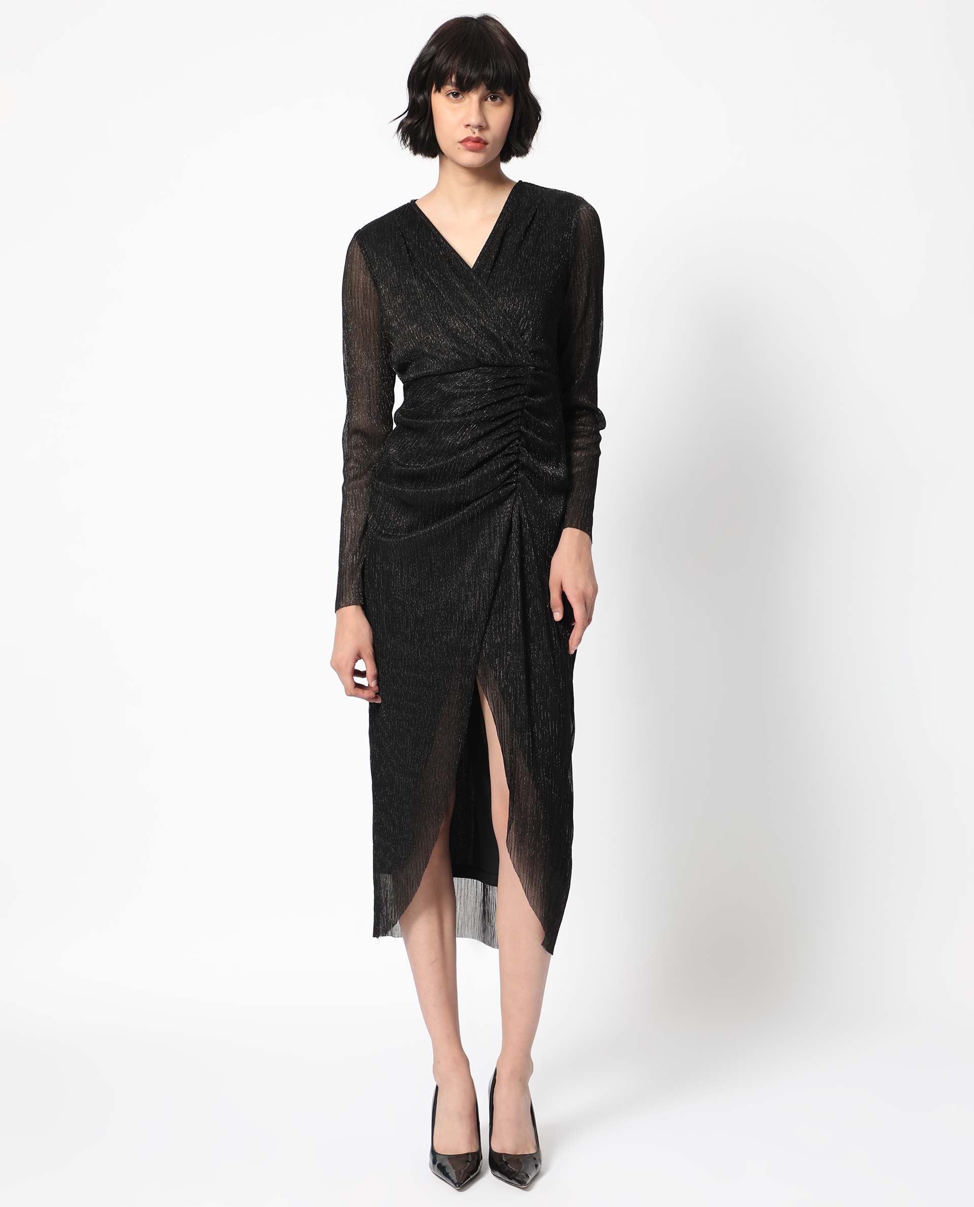 RAREISM Self Design Wrap Midi Dress