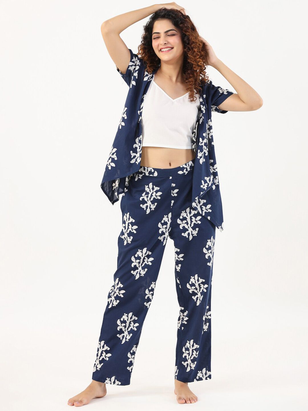 SANSKRUTIHOMES Floral Printed Pure Cotton Night suit