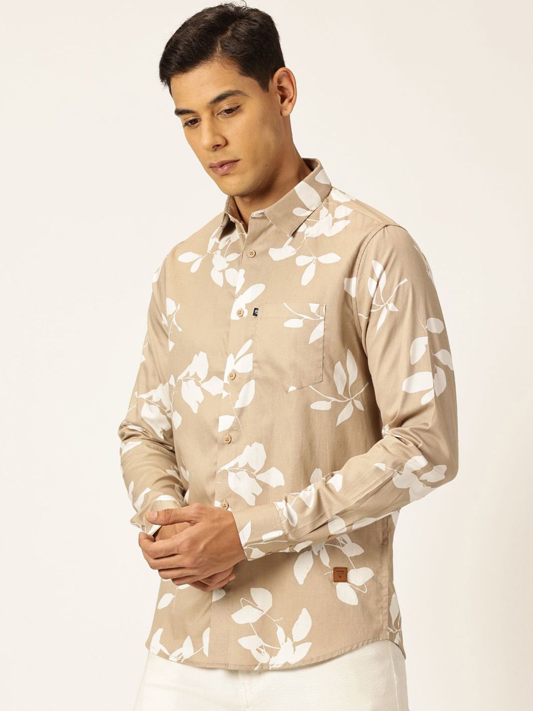 Thomas Scott Premium Slim Fit Floral Printed Full Sleeves Cotton Shirt