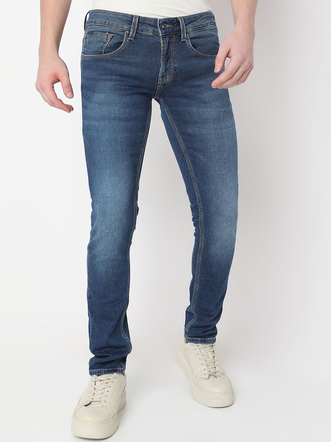 SPYKAR Men Cotton Slim Fit Low-Rise Light Fade Stretchable Jeans
