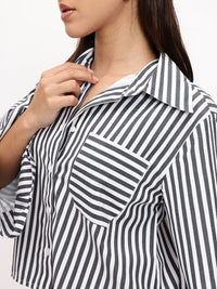 DressBerry Striped Story Slit Sleeves Season Shirt