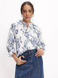 DressBerry Periwinkle Floral Print Shirt Style Top