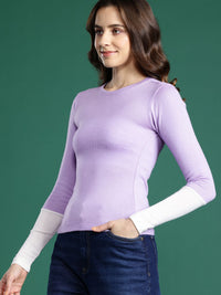 DressBerry Contrast Sleeves Acrylic Pullover