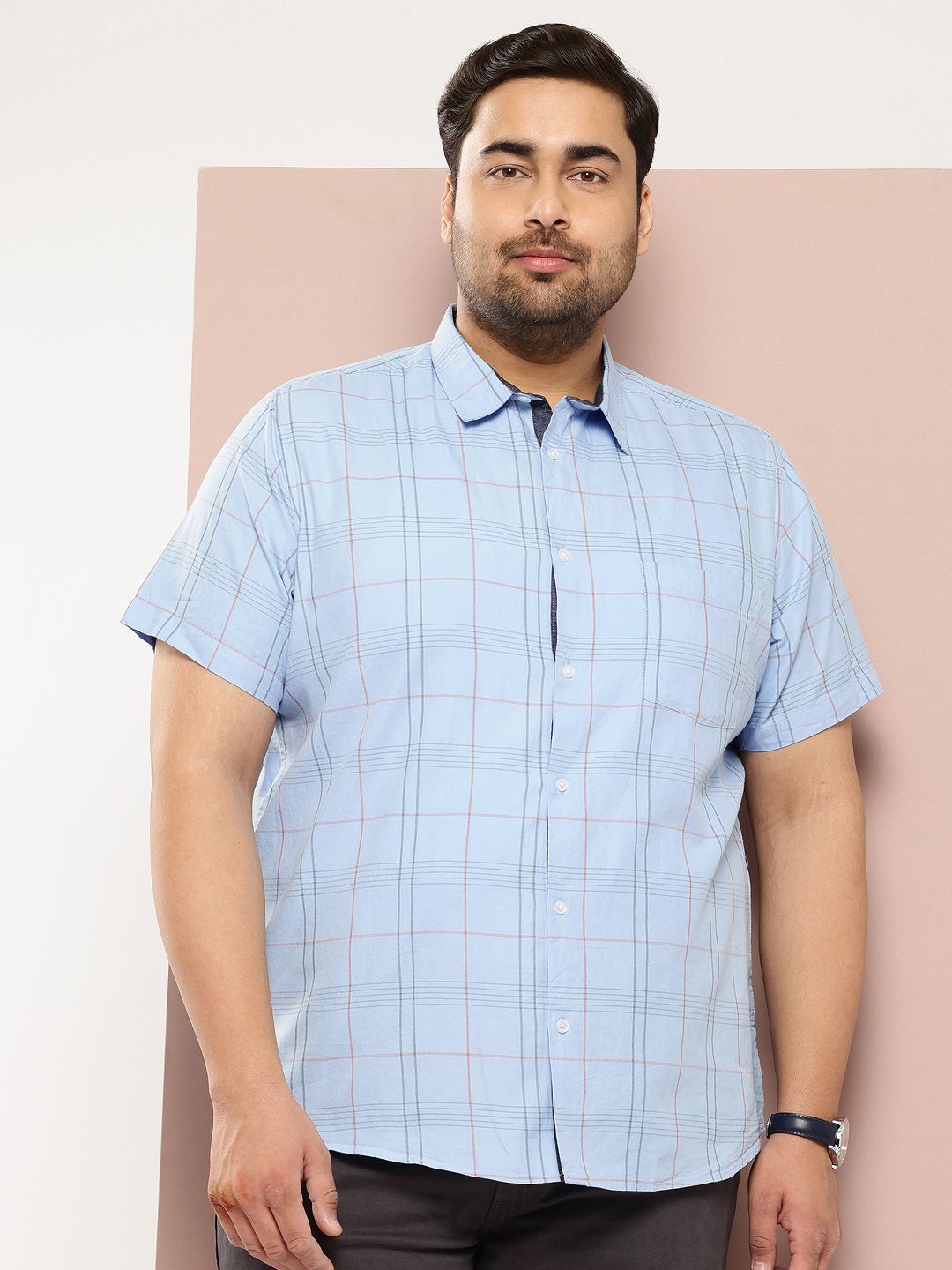 Thomas Scott Plus Size Premium Checked Pure Cotton Casual Shirt