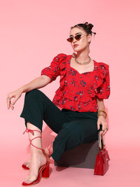 STREET 9 Deep Red Floral Top