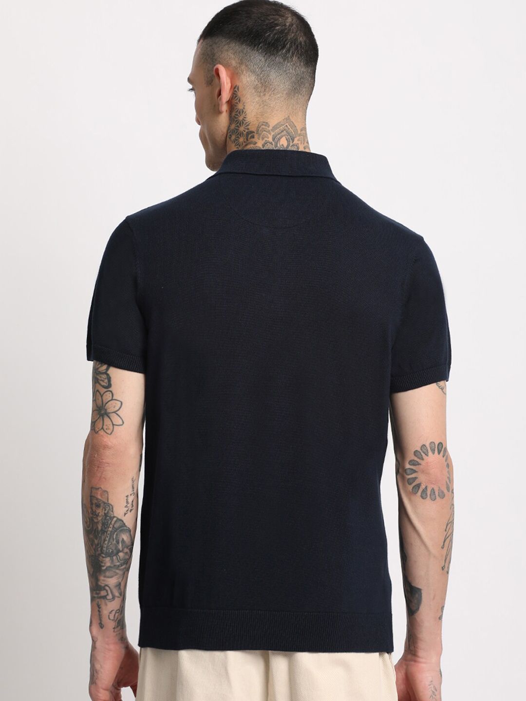 THE BEAR HOUSE Men Pure Cotton Cotton Polo Collar T-Shirt