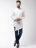 SOJANYA Lelaki Off-White Solid Asymmetric Kurta