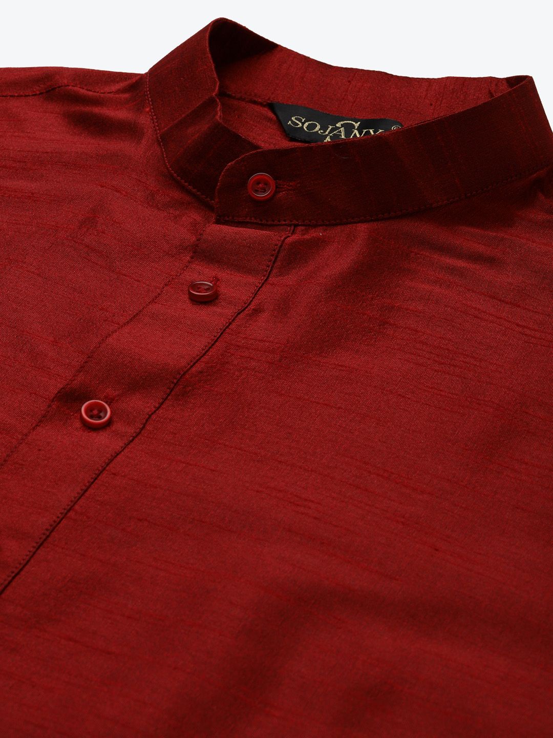 SOJANYA Kurta Lelaki Maroon & Pink dengan Piyama & Jaket Nehru Bersulam